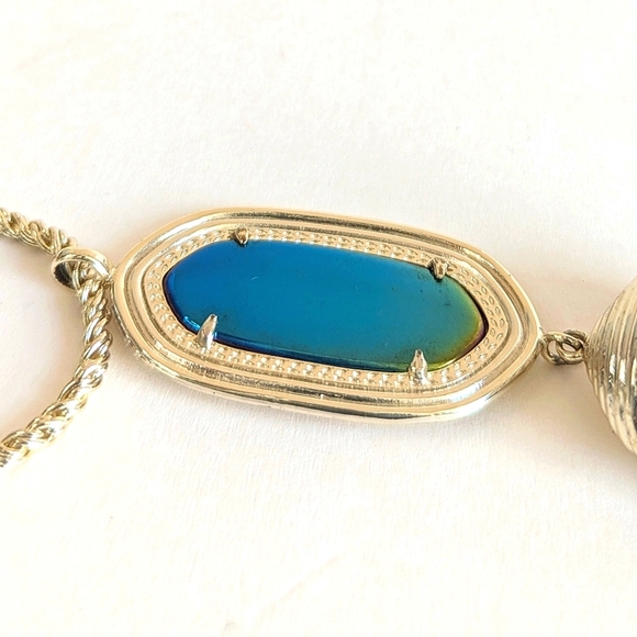 Kendra Scott Charlsea Glam Rock Necklace Iridescent Dichroic Glass Chain Fringe - Picture 4 of 12